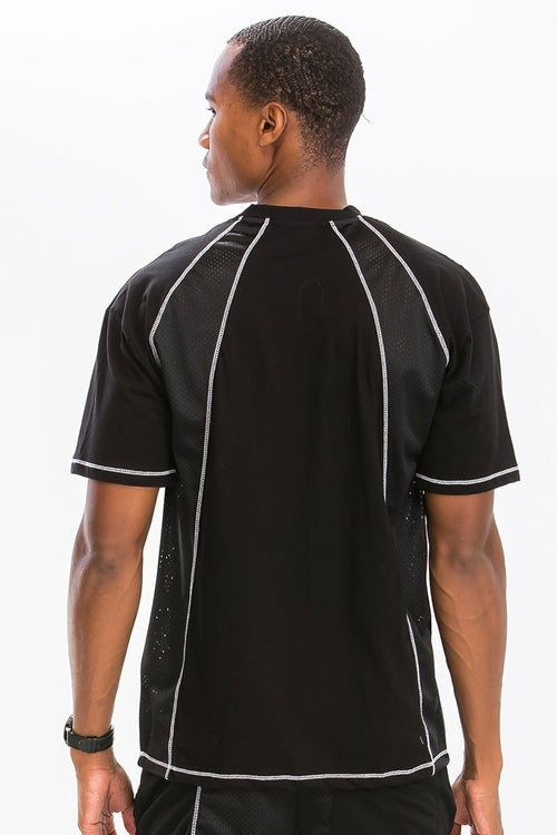 Camisa Mesh con Costuras Blancas