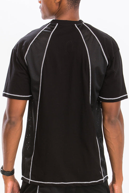 Camisa Mesh con Costuras Blancas