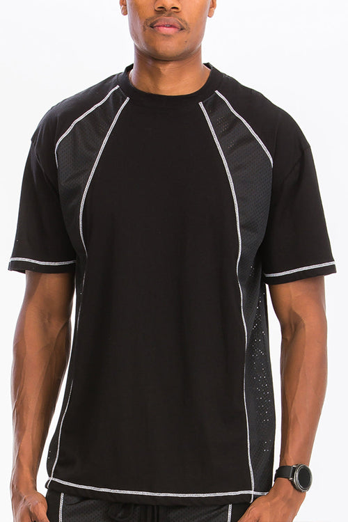 Camisa Mesh con Costuras Blancas