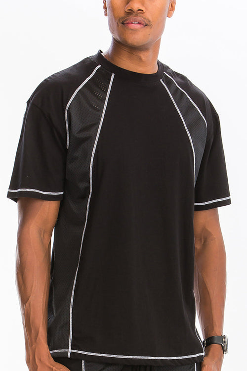 Camisa Mesh con Costuras Blancas